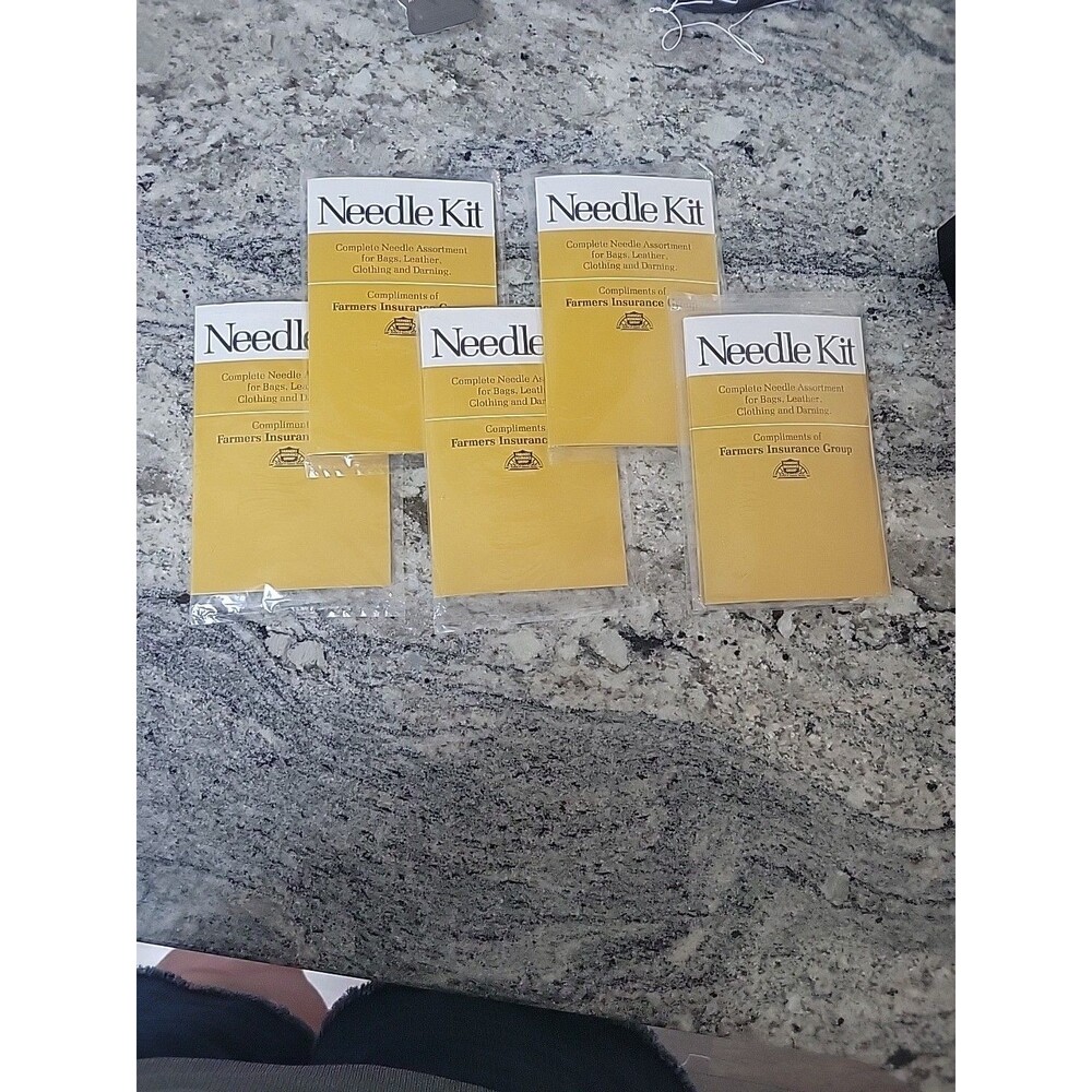 Lot of 5 Vintage Sewing Kits Needle Books Pins Advertising Farmers Insurance‎